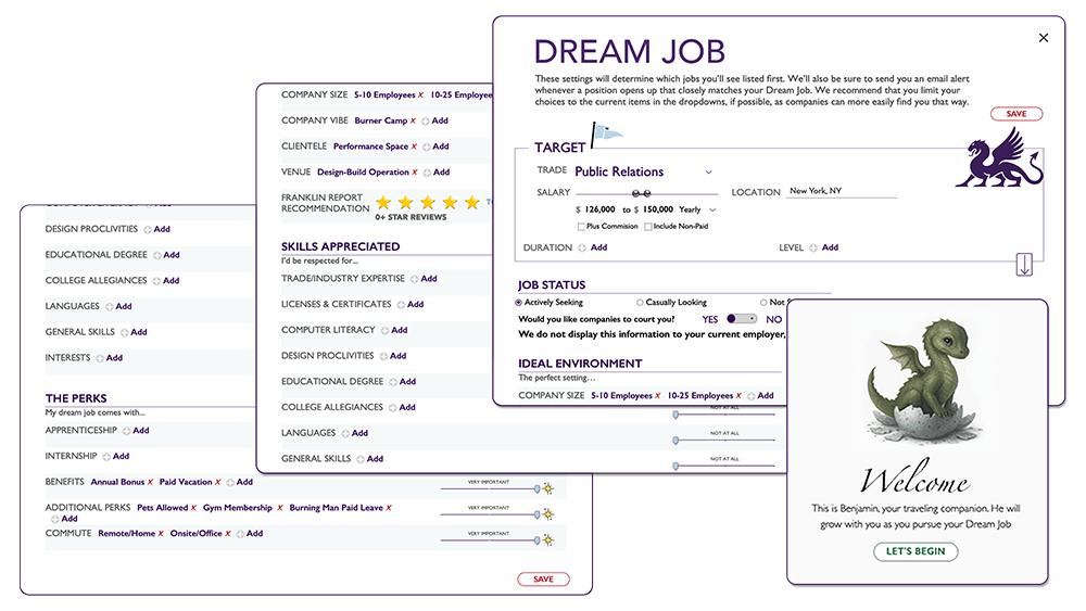 The Dream Job panels where job seekers define their ideal role